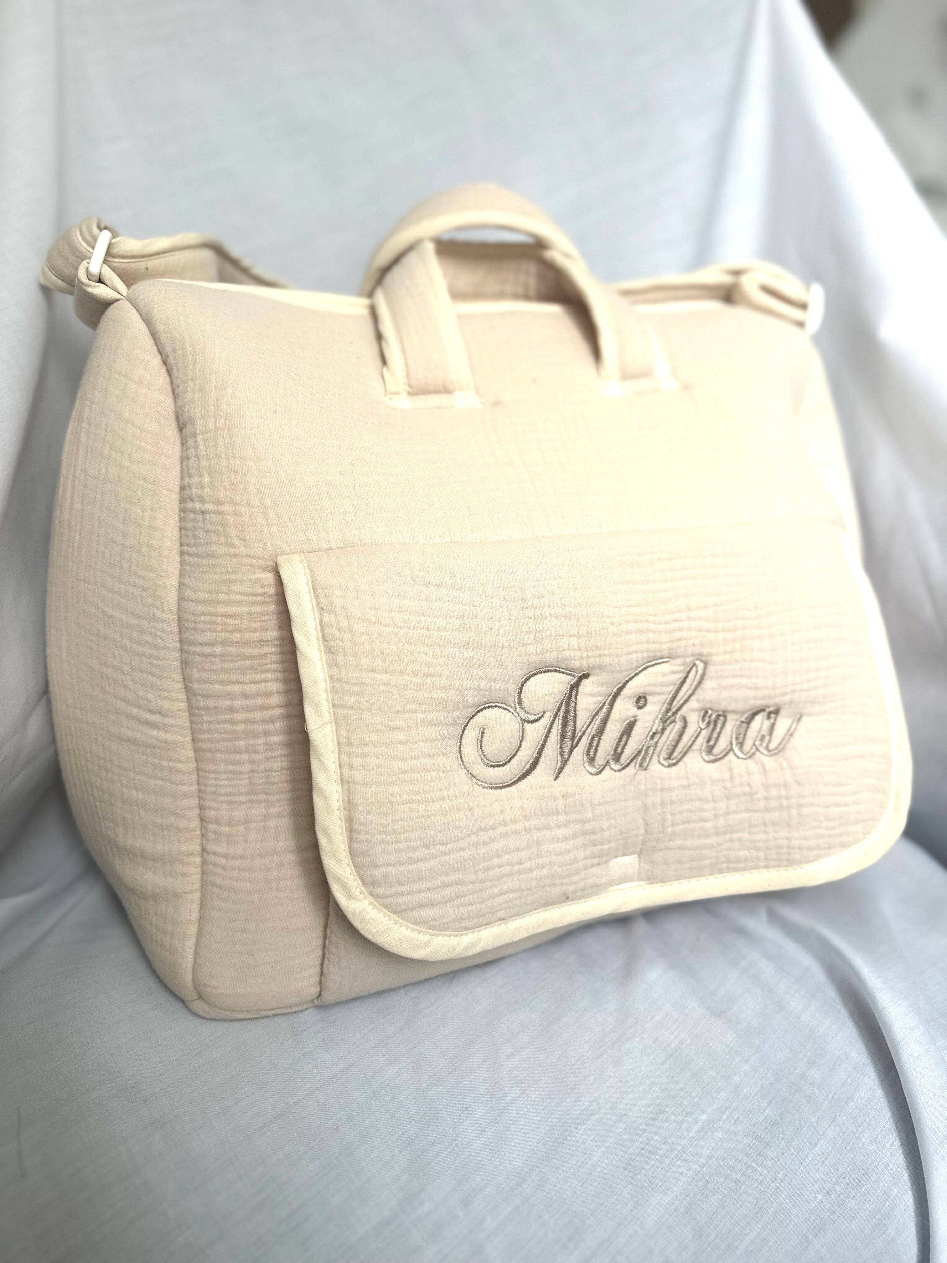 Sac à langer personnalisé – 100% coton - beige
