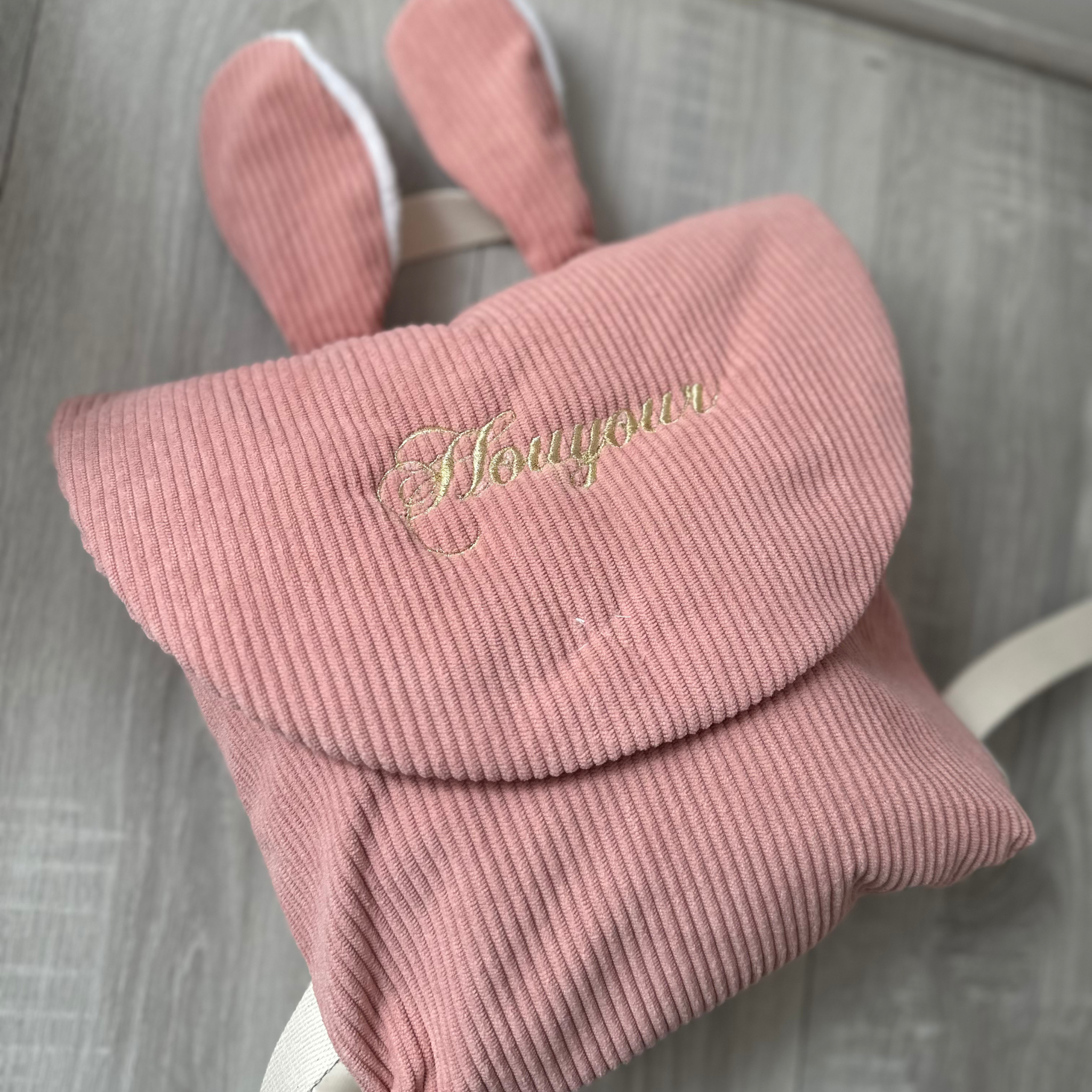 Sac à dos enfant côtelé avec oreille de lapin