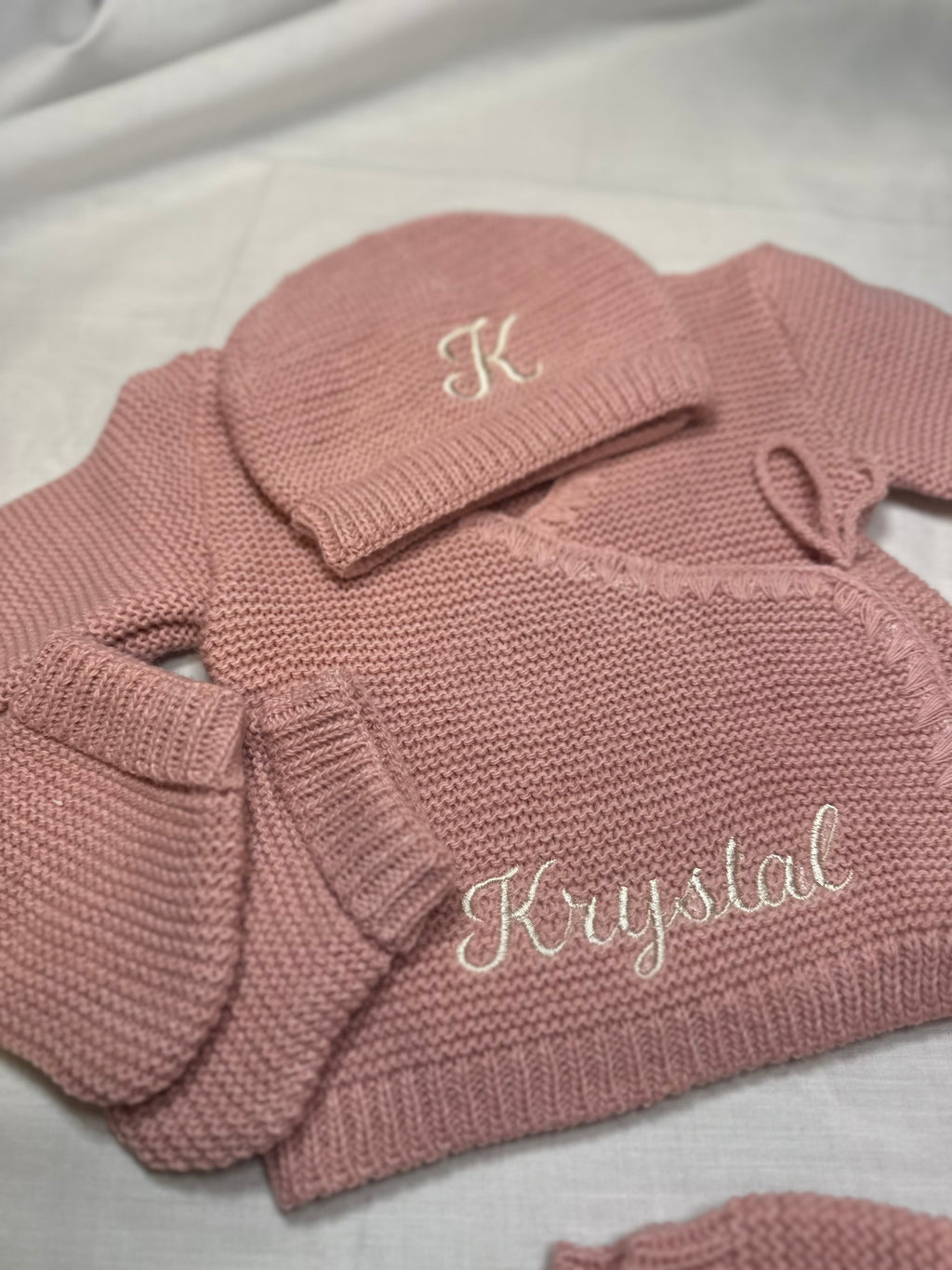 Tenue naissance tricotée bébé – Ensemble 4 pièces (0-3 mois)