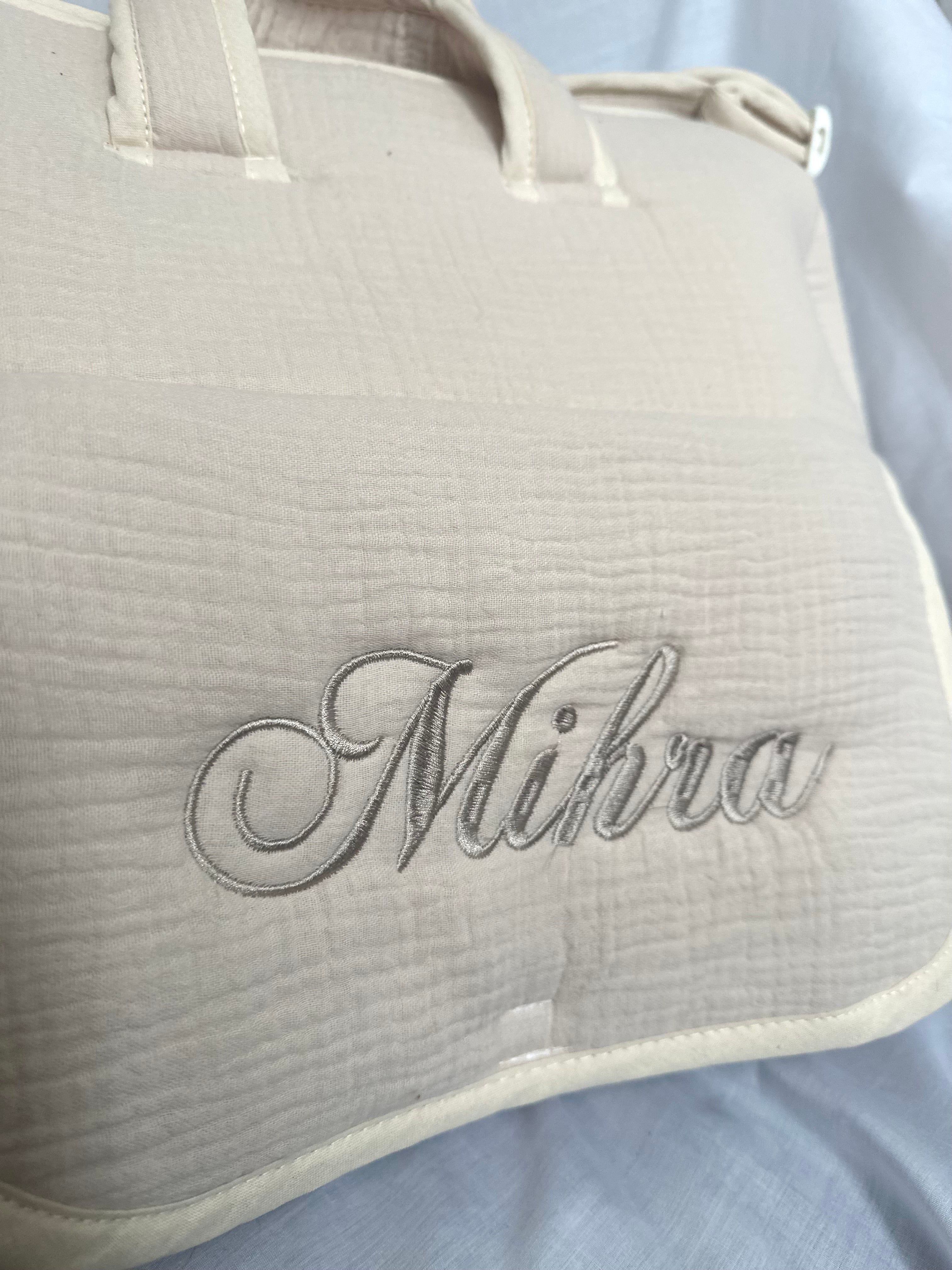 Sac à langer personnalisé – 100% coton - beige