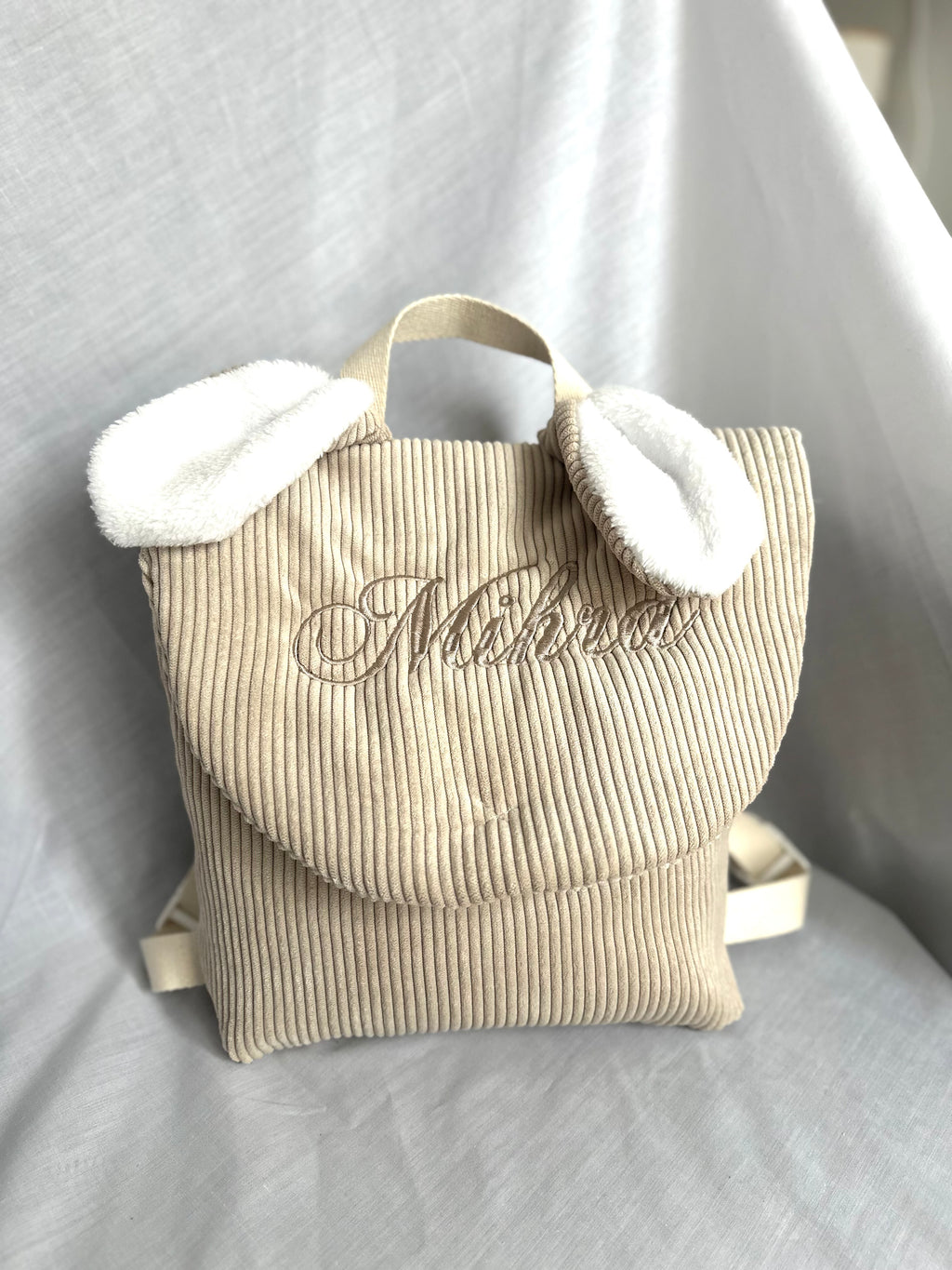 Sac à dos enfant côtelé avec oreille de lapin