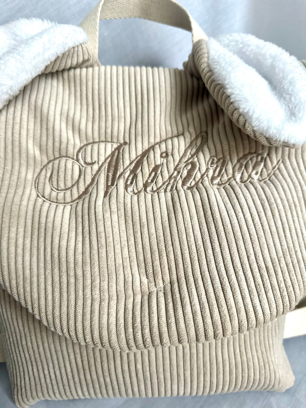 Sac à dos enfant côtelé avec oreille de lapin