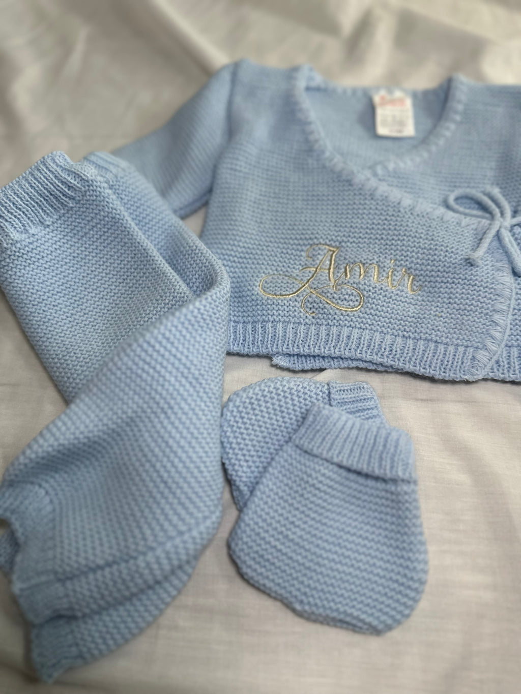 Tenue naissance tricotée bébé – Ensemble 3 pièces (0-3 mois) sans bonnet