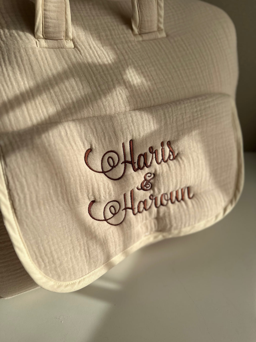 Sac à langer personnalisé – 100% coton - beige