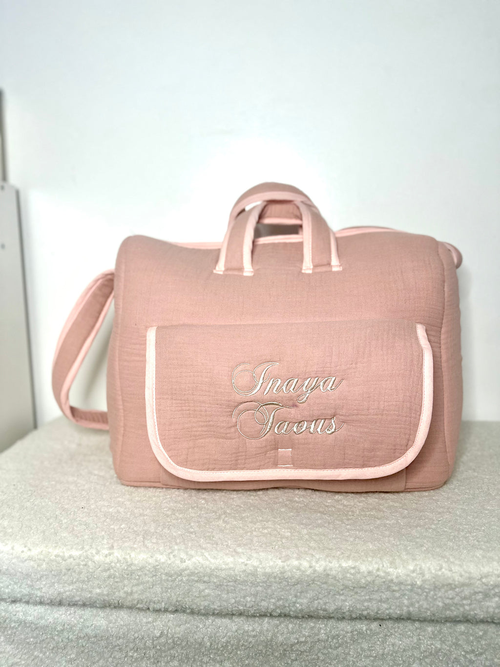 Sac à langer personnalisé – 100% coton - beige