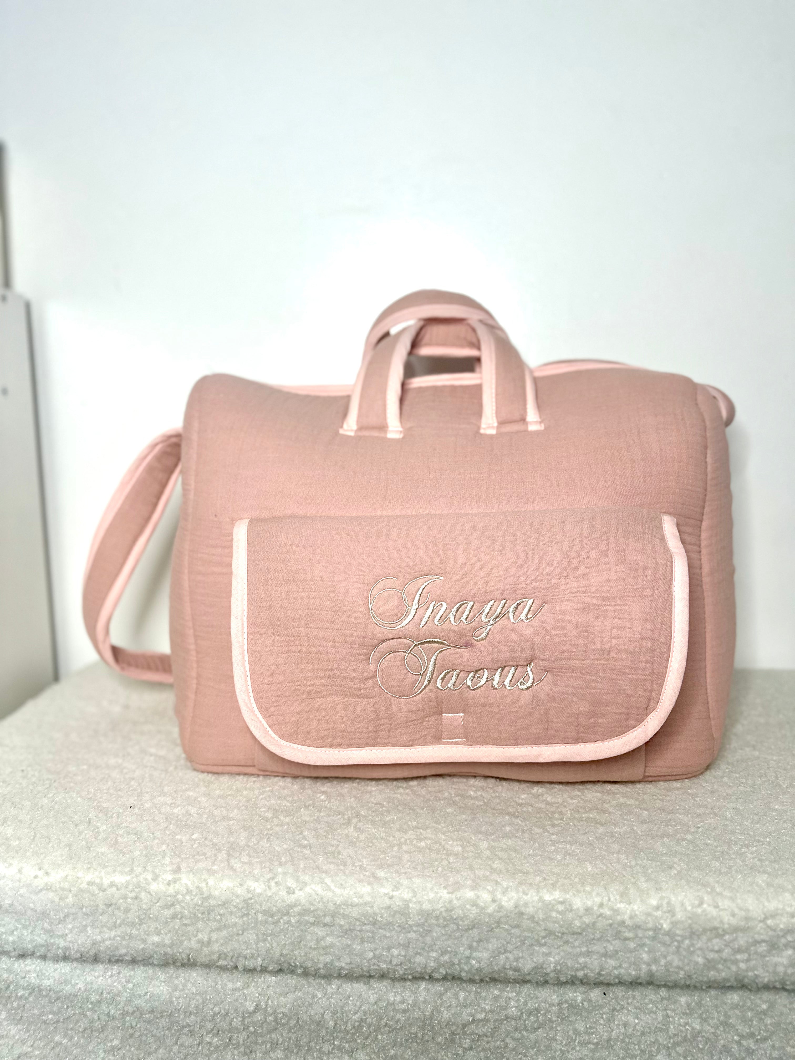 Sac à langer personnalisé – 100% coton - beige